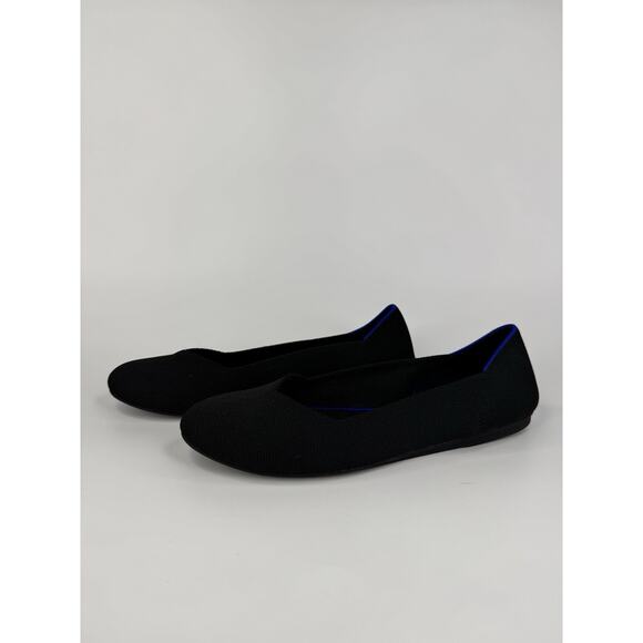 Rothy's The Flat Black Knit rounded Toe Ballet Flats Women's Size 9.5 Blue Halo - Picture 2 of 11